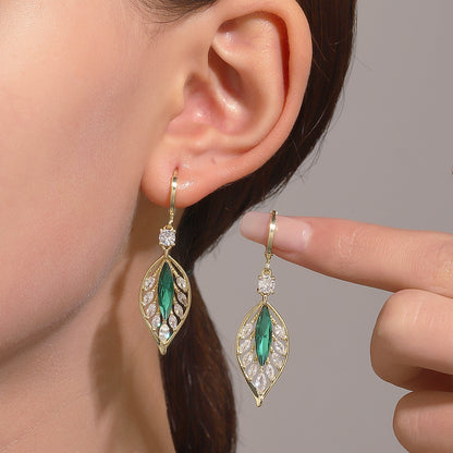 BLACK FRIDAY SALE 60% OFF❄-Fashionable Emerald Leaf Diamond Earrings