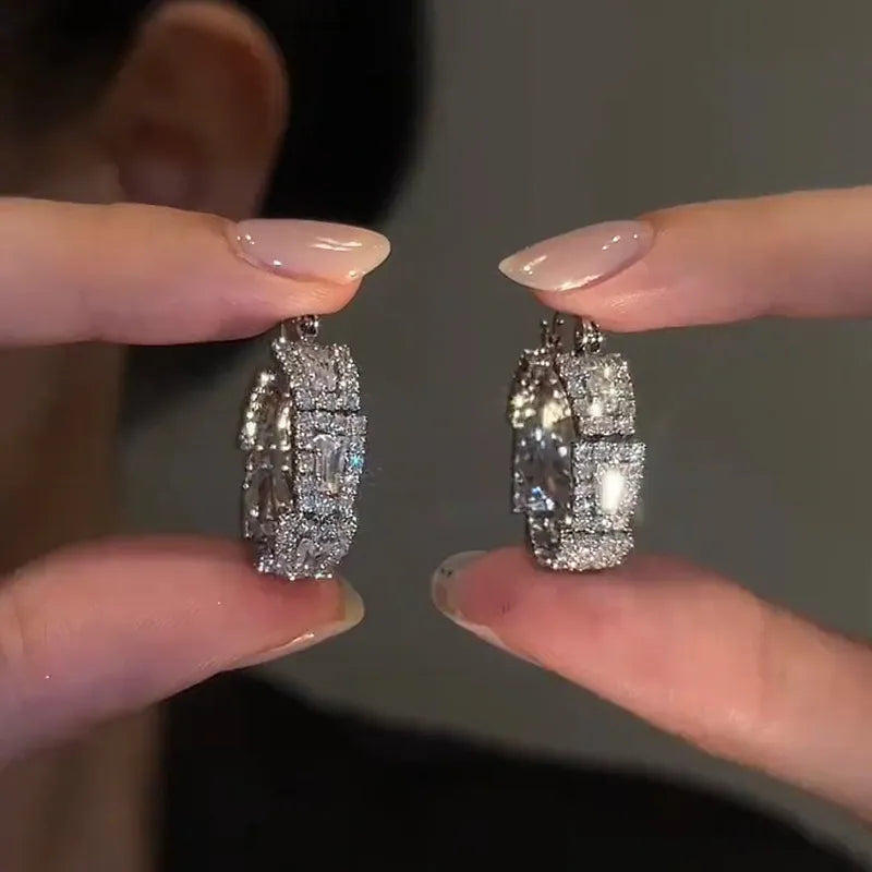 French Zircon Hoop Earrings