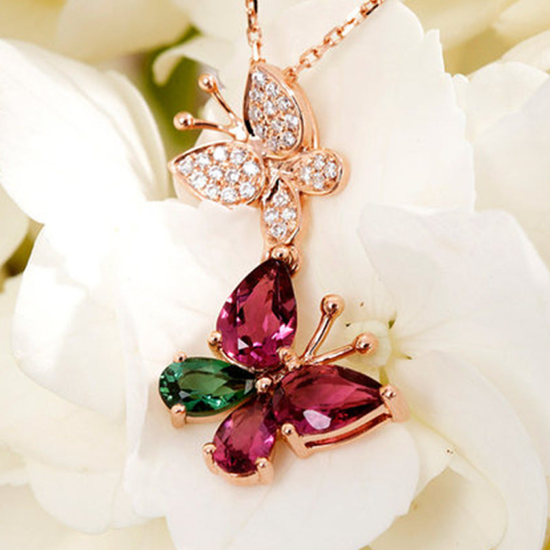 🎄CHRISTMAS HOT SALE❄-Double Butterfly Zircon Necklace🦋