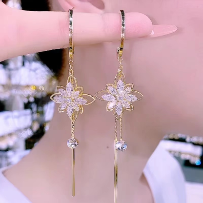 Luxury Zircon Lotus Flower Earrings