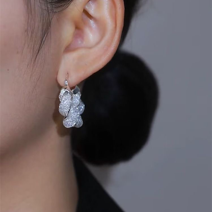 Fashion Premium Silver Mesh Temperament Earrings