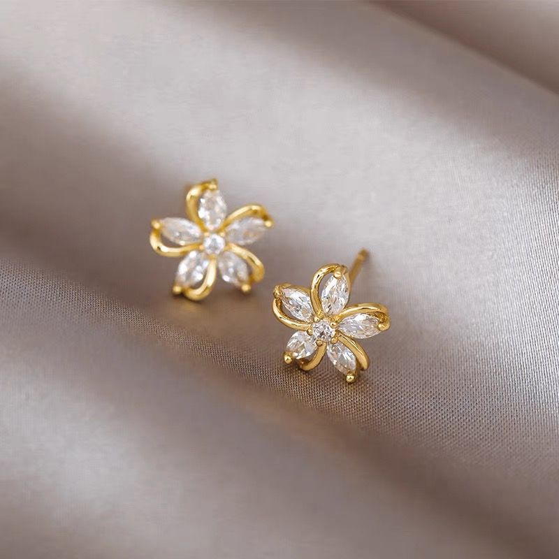 Crystal Flower Stud Earrings