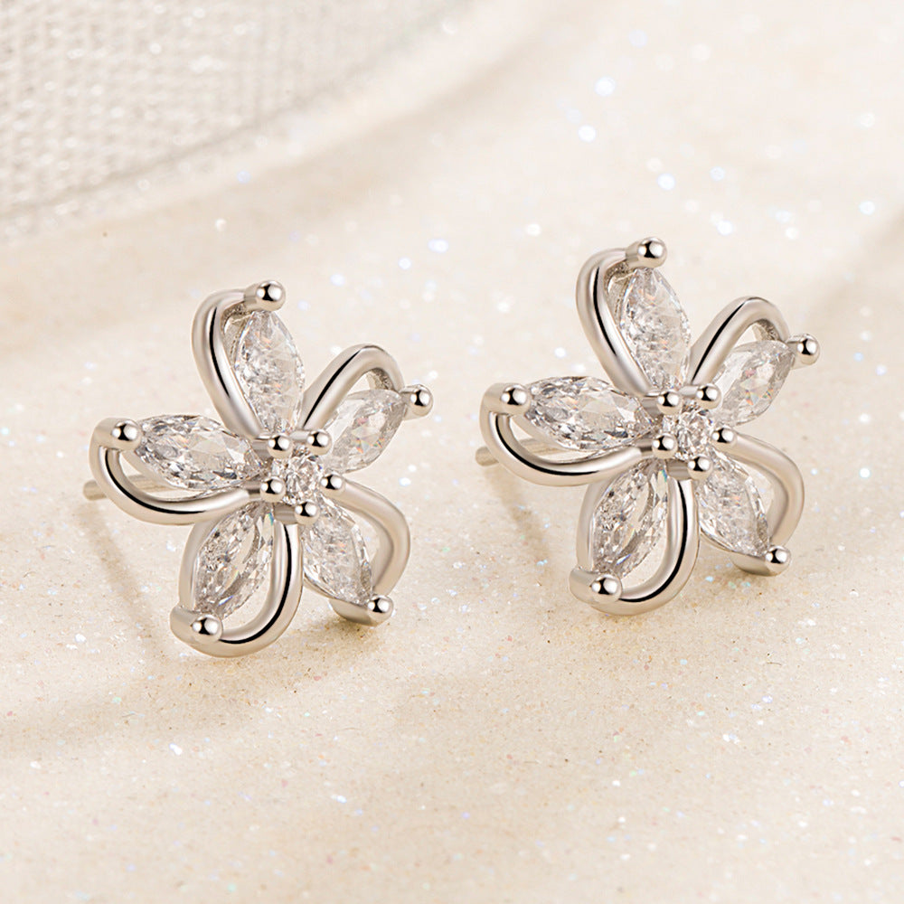 Crystal Flower Stud Earrings