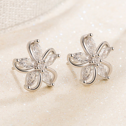 Crystal Flower Stud Earrings