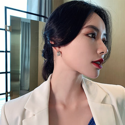Simple C-shaped Diamond Earrings