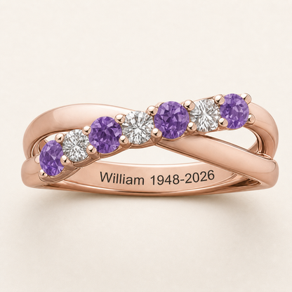 Always In My Heart, Personalized Memorial Birthstone Ring, Sympathy Gift