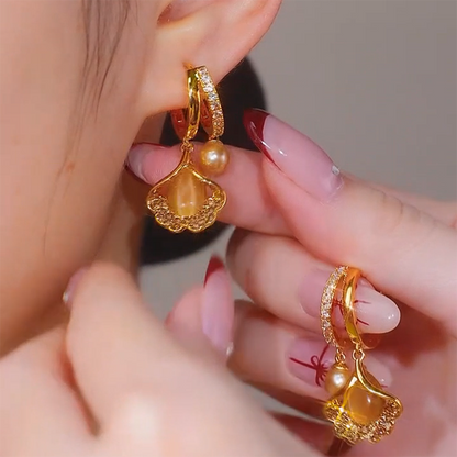 Golden Ginkgo Leaf Earrings