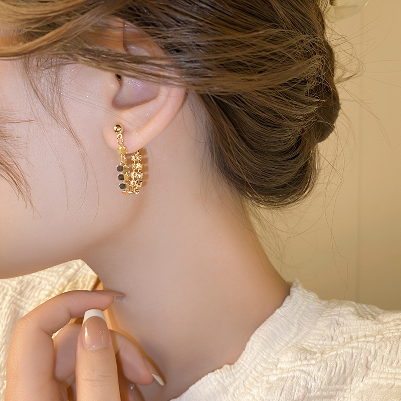 Chain Huggie Hoop Earrings