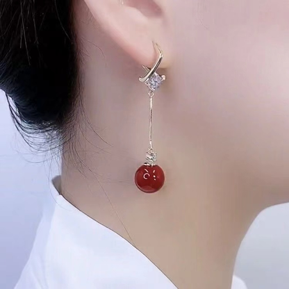 Long Zirconia Chain Tassel Earrings