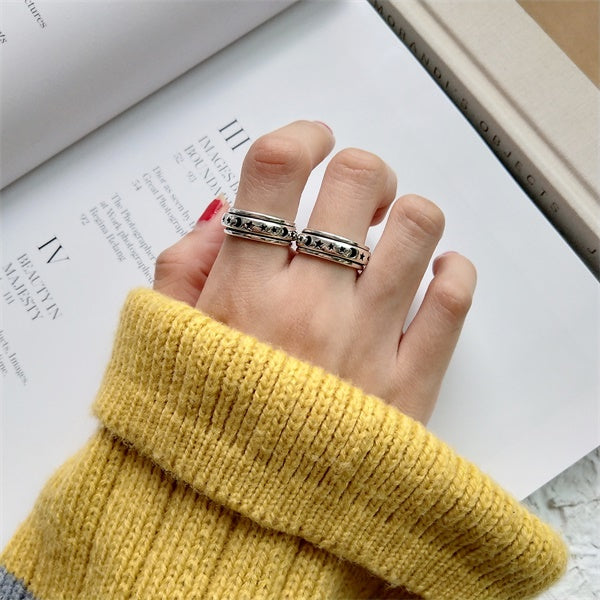 925 Sterling Silver Moon & Stars Spinning Stress Relief Ring