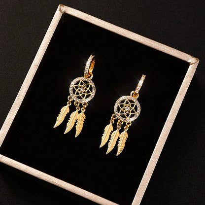 925 STERLING SILVER Dream Catcher Dangle Earrings