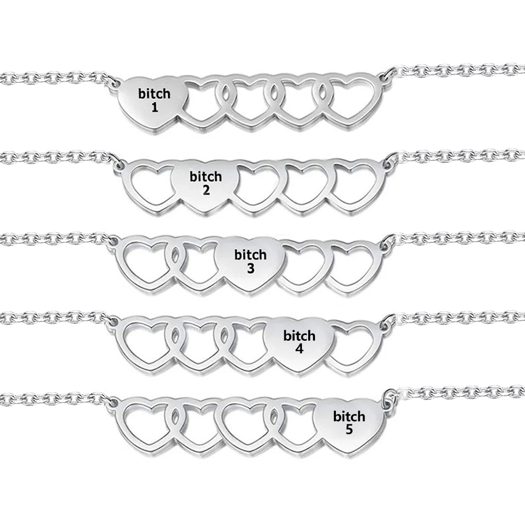 For Friend -You're My Favorite Bitch Heart Set Bracelet