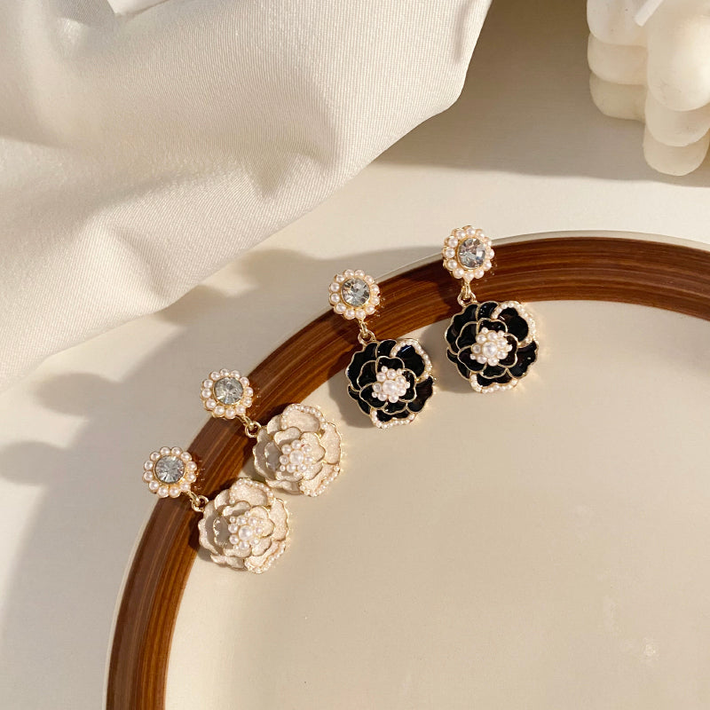 - French Camellia Pearl Earrings