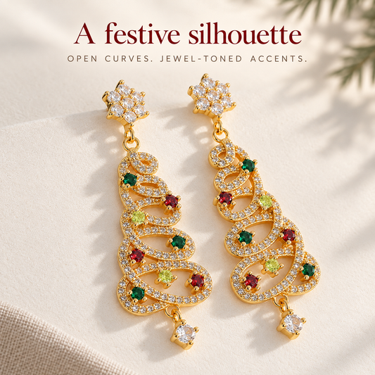 Shiny Christmas Tree Earrings