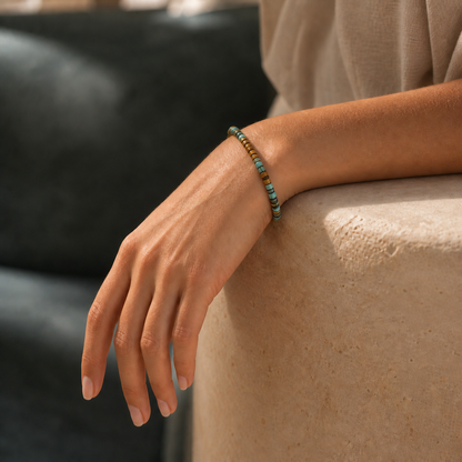 'I Fucking Love You' Morse Code Bracelet with African Turquoise Tiger eye