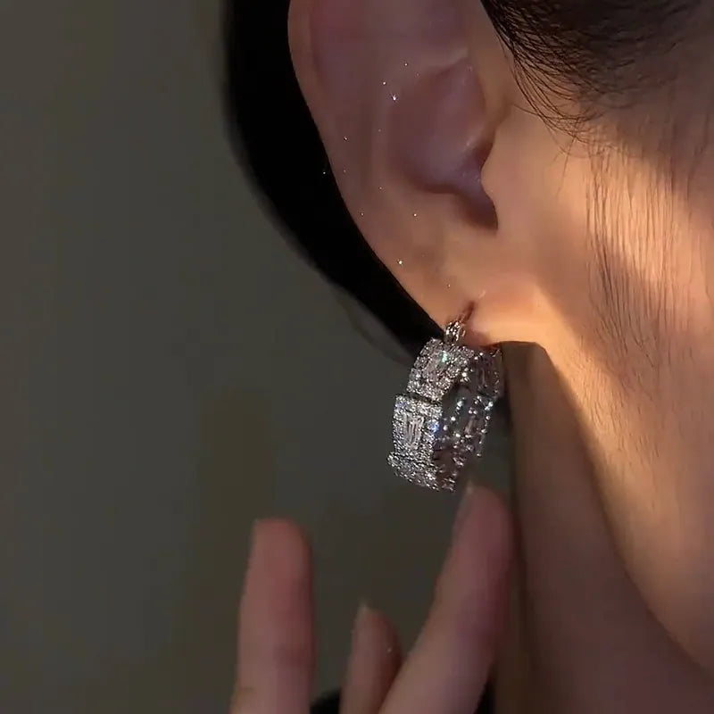 French Zircon Hoop Earrings
