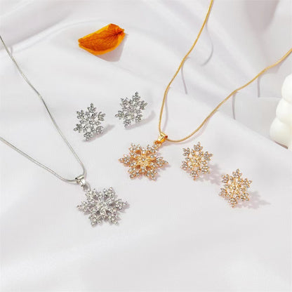 🎁CHRISTMAS PRE SALE 60% OFF🎄 Diamonds Snowflake Earrings Necklace Set