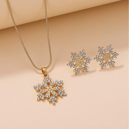 🎁CHRISTMAS PRE SALE 60% OFF🎄 Diamonds Snowflake Earrings Necklace Set