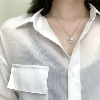 Spinning Heart Clover Necklace
