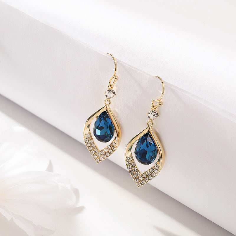 🎄CHRISTMAS HOT SALE❄-Geometric Blue Water Drop Zircon Earrings
