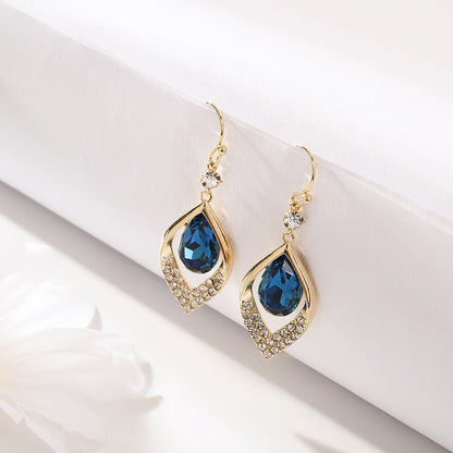 🎄CHRISTMAS HOT SALE❄-Geometric Blue Water Drop Zircon Earrings