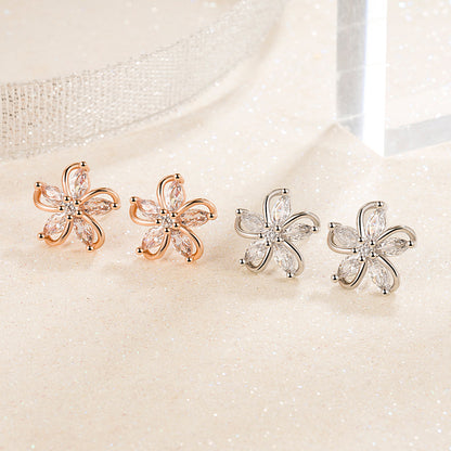 Crystal Flower Stud Earrings