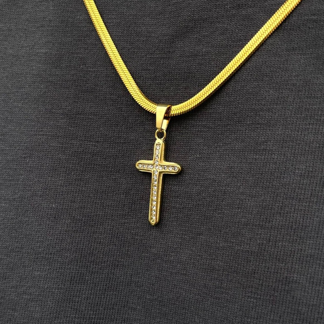14k Gold Plated CZ CROSS PENDANT