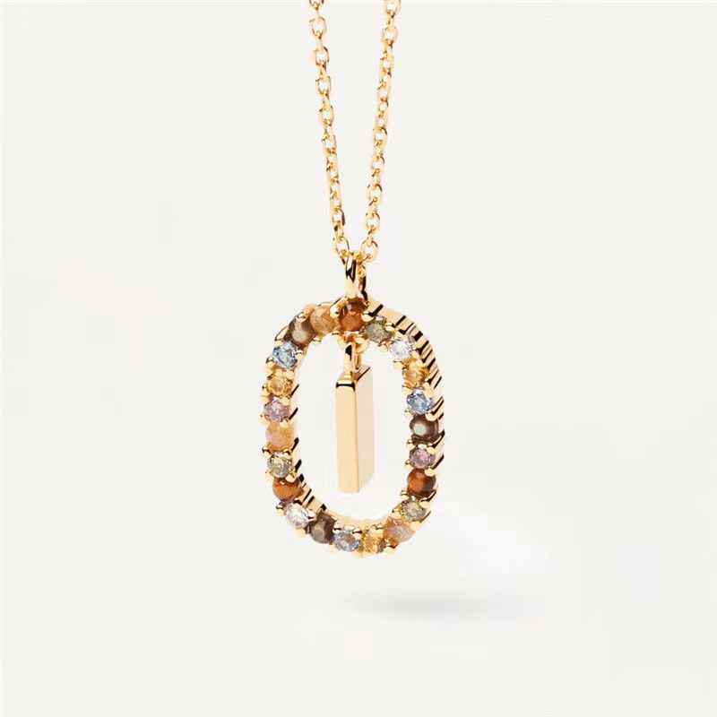 18K Real Gold, Initial Necklace, Letter Pendant