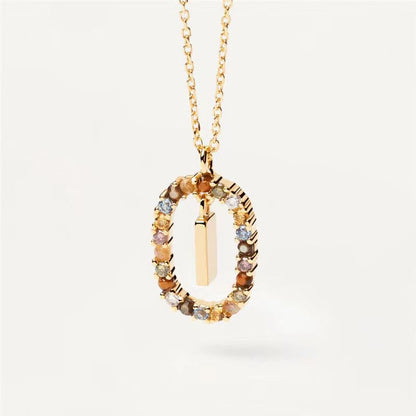 18K Real Gold, Initial Necklace, Letter Pendant