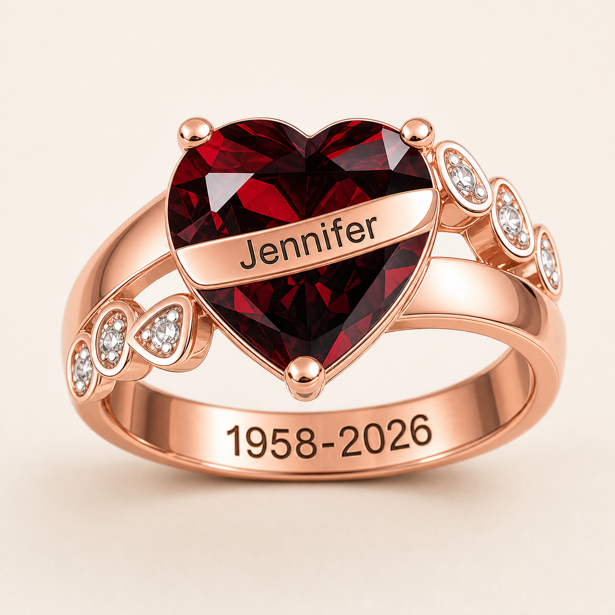 Personalized Memorial Birthstone Ring, Hug From Heaven Gift