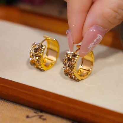 18K Gold-plated Exquisite Diamond-Encrusted Hoop Earrings