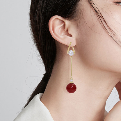 Long Zirconia Chain Tassel Earrings
