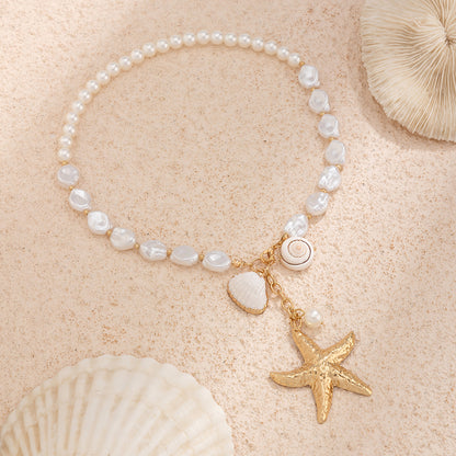 Vintage Pearl With Oversize Starfish Necklace