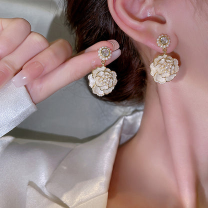 - French Camellia Pearl Earrings