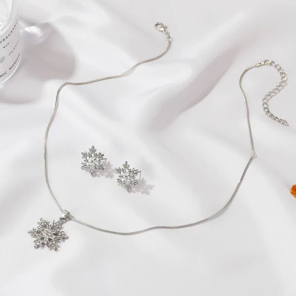 🎁CHRISTMAS PRE SALE 60% OFF🎄 Diamonds Snowflake Earrings Necklace Set