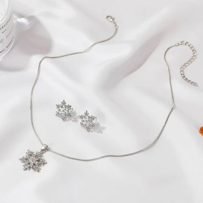 🎁CHRISTMAS PRE SALE 60% OFF🎄 Diamonds Snowflake Earrings Necklace Set