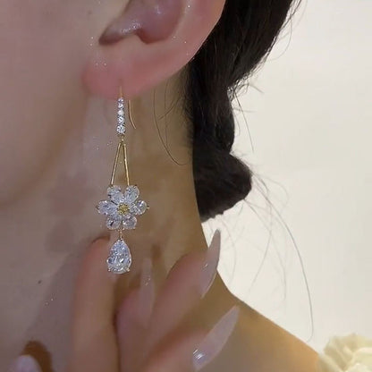 Super Shiny Zircon Flower Earrings