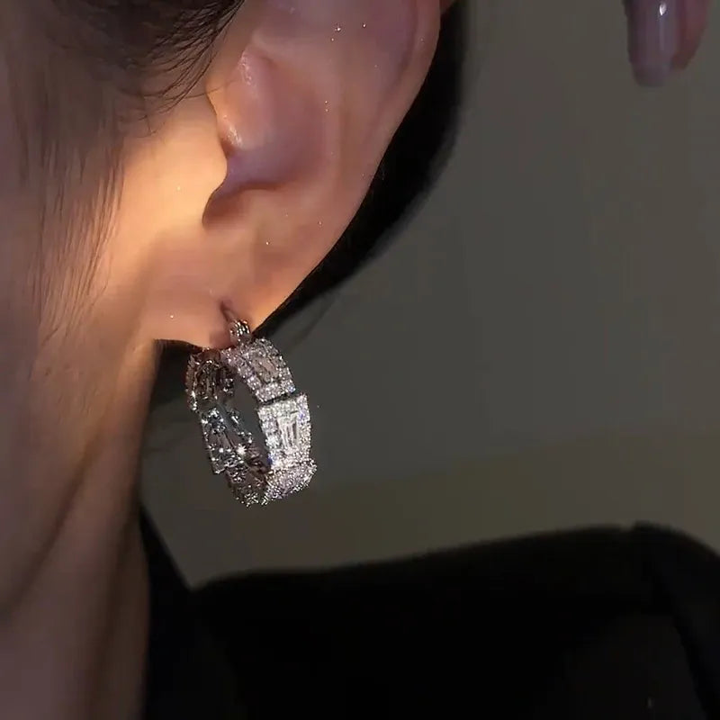 French Zircon Hoop Earrings