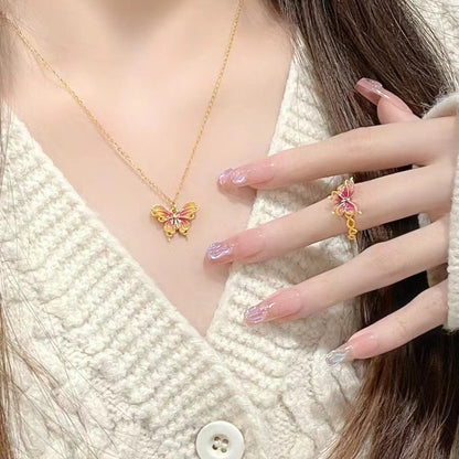 Enameled Fantasy Butterfly Jewelry Set