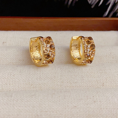 18K Gold-plated Exquisite Diamond-Encrusted Hoop Earrings