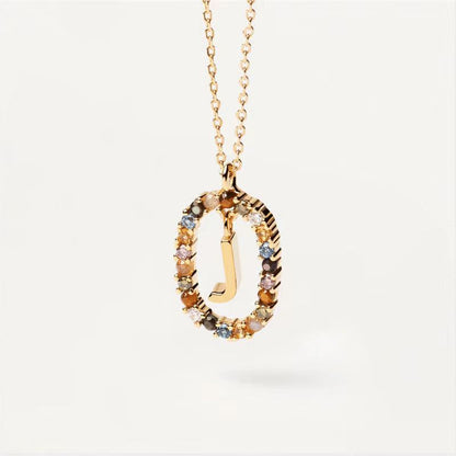 18K Real Gold, Initial Necklace, Letter Pendant