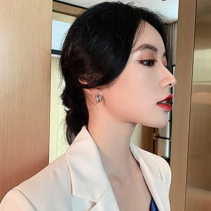 Simple C-shaped Diamond Earrings