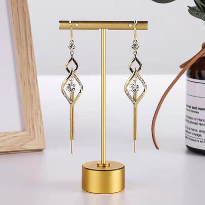 - Long Diamond Tassel Earrings