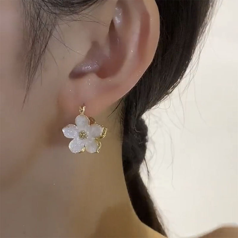 Front and Back Wearable Zircon Flower Earrings