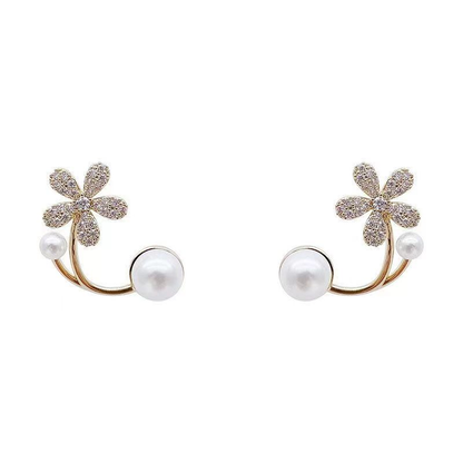 Shiny Cubic Zirconia Flower Stud Earrings