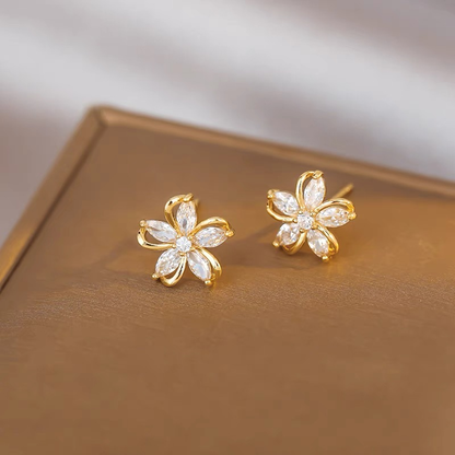 Crystal Flower Stud Earrings