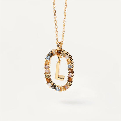 18K Real Gold, Initial Necklace, Letter Pendant