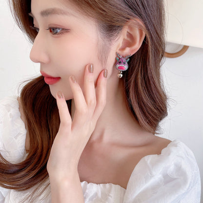 Colorful Zirconia Christmas Bells Moose Earrings