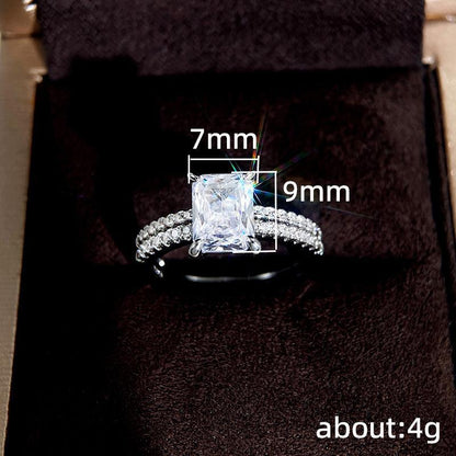 3.5 Carat Radiant Cut Wedding Ring Set In Sterling Silver