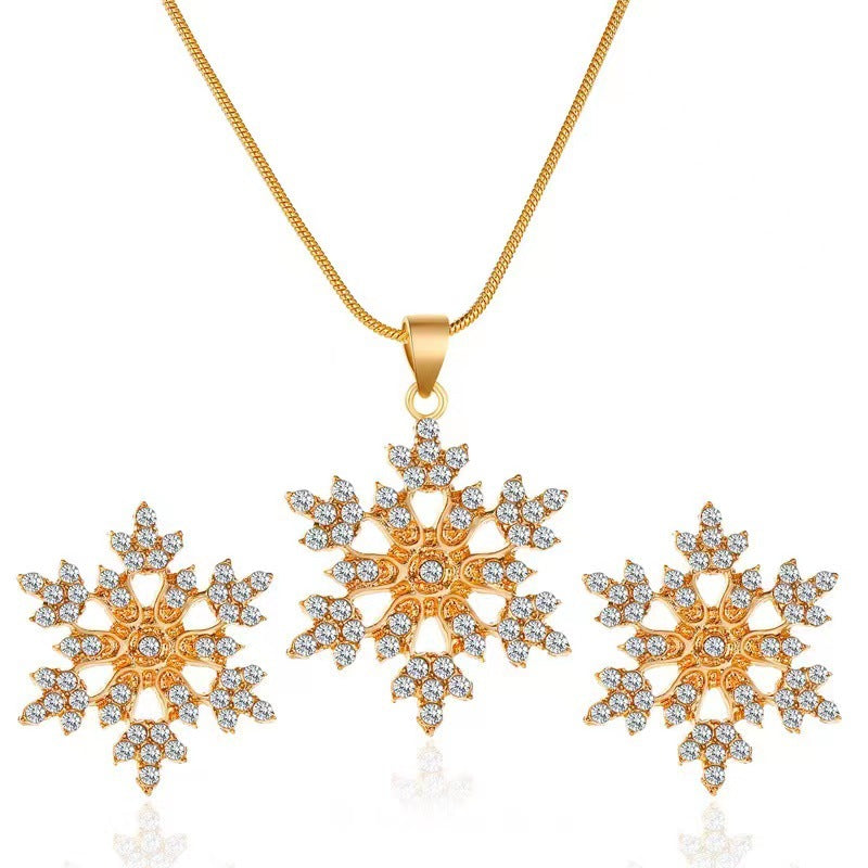 🎁CHRISTMAS PRE SALE 60% OFF🎄 Diamonds Snowflake Earrings Necklace Set